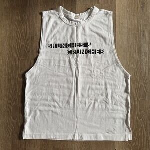 Under Armour Muscle Tank Womens Medium White Brunches & Crunches HeatGear Top